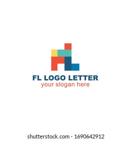 abstract FL logo letters design concept in square style.