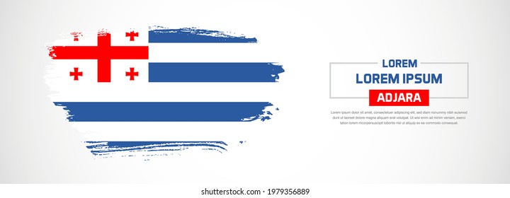 Bandera abstracta de Adjara con trazos de pincel hechos a mano. Feliz Día Nacional con fondo vectorial de estilo grueso