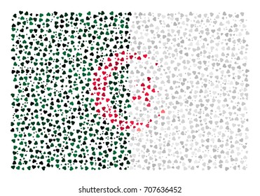 Abstract Flag Of Algeria Made Of Sparse Hearts