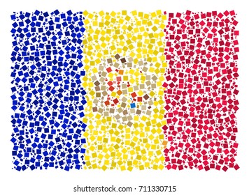 Abstract Flag Of Andorra Made of Rectangles