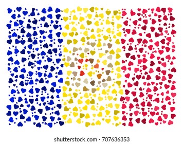 Abstract Flag Of Andorra Made Of Sparse Hearts