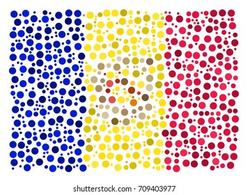 Abstract Flag Of Andorra Made Of Sparse Circle Icons