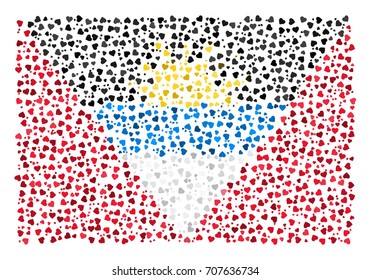Abstract Flag Of Antigua And Barbuda Made Of Sparse Hearts