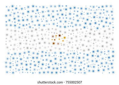 Abstract flag of Argentina made of sun icons