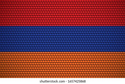 Abstract flag of Armenia made of circles. White, blue, red Armenian flag designed with colored circles giving it a modern and abstract look.

