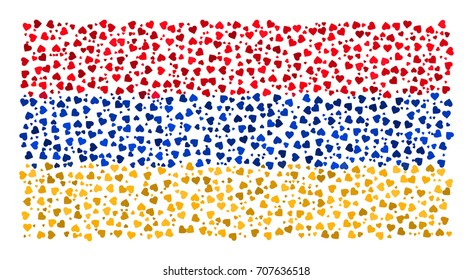 Abstract Flag Of Armenia Made Of Sparse Hearts