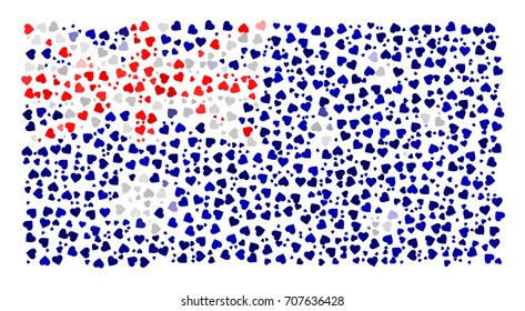 Abstract Flag Of Australia Made Of Sparse Hearts
