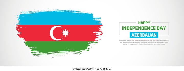 Abstract flag of Azerbaijan on hand drawn brush strokes. Happy Independence Day with grunge style vector background