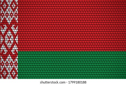 Abstract flag of Belarus made of circles. Belarusian flag designed with colored dots giving it a modern and futuristic abstract look.