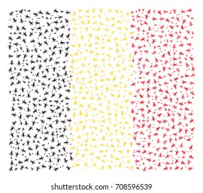 Abstract Flag Of Belgium Made Of Sparse Human Icons