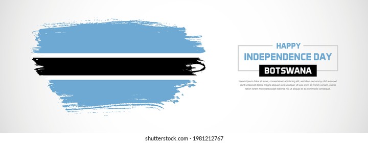 Abstract flag of Botswana on hand drawn brush strokes. Happy Independence Day with grunge style vector background