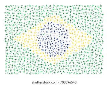 Abstract Flag Of Brazil Made Of Sparse Human Icons