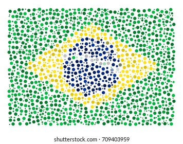 Abstract Flag Of Brazil Made Of Sparse Circle Icons