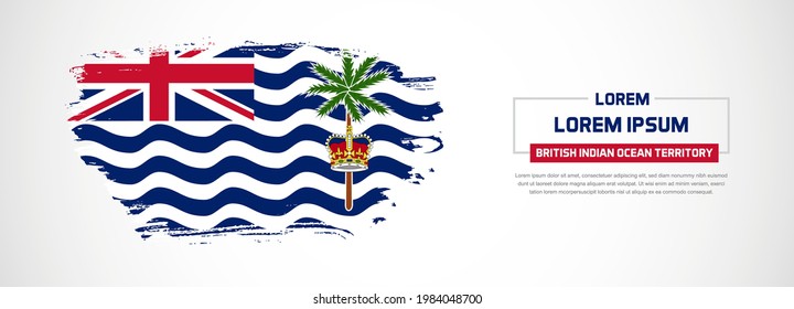 Bandera abstracta del Territorio Británico del Océano Índico con pinceladas hechas a mano. Feliz Día Nacional con fondo vectorial de estilo grueso