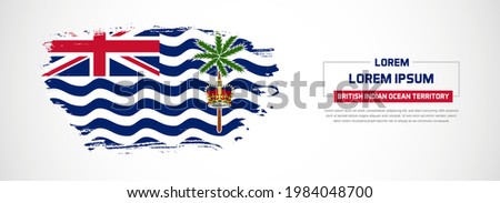 Abstract flag of British Indian Ocean Territory on hand drawn brush strokes. Happy National Day with grunge style vector background