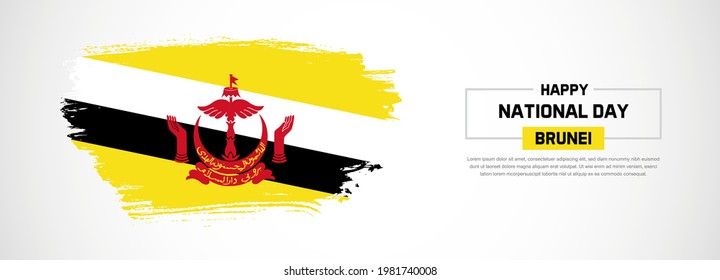 Bandera abstracta de Brunéi con pinceladas hechas a mano. Feliz Día Nacional con fondo vectorial de estilo grueso
