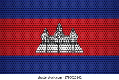 Abstract flag of Cambodia made of circles. Cambodian flag designed with colored dots giving it a modern and futuristic abstract look.