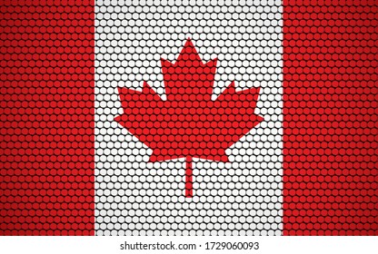 Abstract flag of Canada made of circles. Canadian flag designed with colored dots giving it a modern and futuristic abstract look.