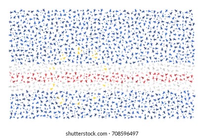 Abstract Flag Of Cape Verde Made Of Sparse Human Icons