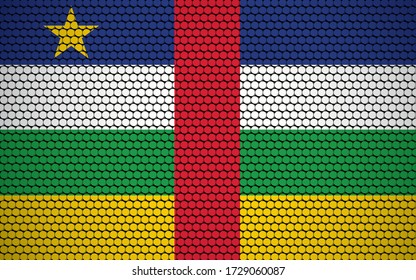 Abstract flag of Central African Republic made of circles. Central African flag designed with colored dots giving it a modern and futuristic abstract look.