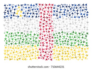 Abstract Flag Of The Central African Republic Made Of Sparse Cart Icons