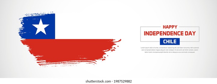 Abstrakte Flagge Chiles auf handgezeichnet Pinselstriche. Fröhlicher Unabhängigkeitstag mit grauem Hintergrund