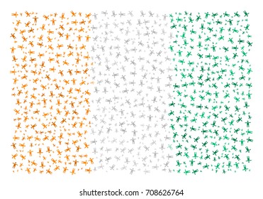 Abstract Flag Of Cote D Ivoire Made Of Sparse Human Icons