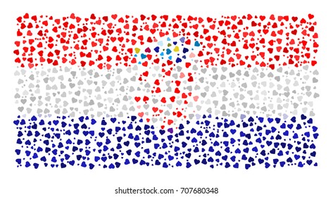 Abstract Flag Of Croatia Made Of Sparse Hearts