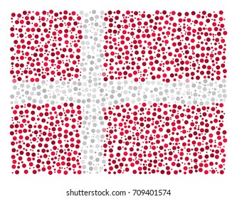 Abstract Flag Of Denmark Made Of Sparse Circle Icons