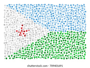 Abstract Flag Of Djibouti Made Of Sparse Circle Icons