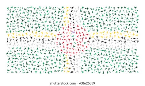 Abstract Flag Of Dominica Made Of Sparse Human Icons