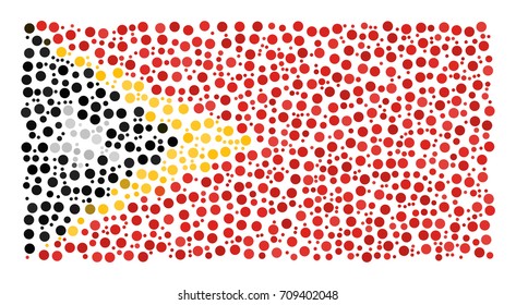 Abstract Flag Of East Timor Made Of Sparse Circle Icons