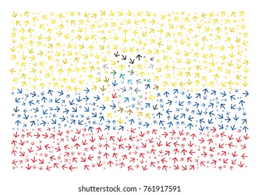 Abstract flag of Ecuador made of arrows
