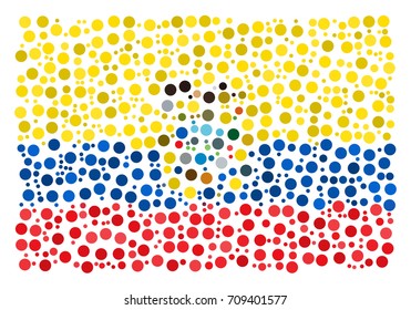 Abstract Flag Of Ecuador Made Of Sparse Circle Icons