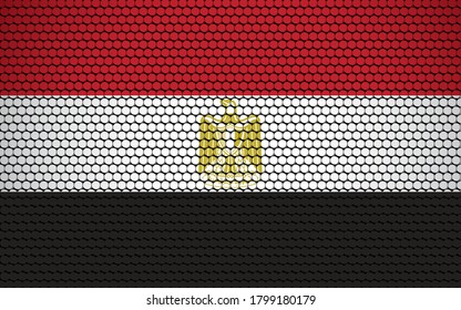 Abstract flag of Egypt made of circles. Egyptian flag designed with colored dots giving it a modern and futuristic abstract look.