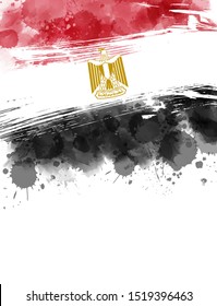 Abstract flag of Egypt. Template for holiday banner, invitation, flyer, etc. Abstract grunge watercolor flag background. 