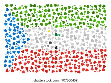 Abstract Flag Of Equatorial Guinea Made Of Sparse Hearts