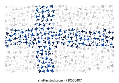 Abstract Flag Of Finland Made Of  Sparse Cart Icons