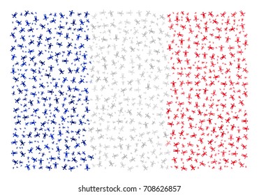 Abstract Flag Of France Made Of Sparse Human Icons