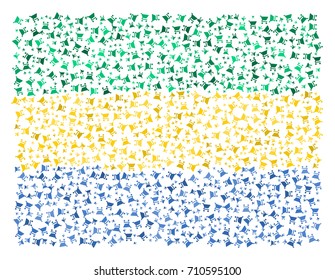 Abstract Flag Of Gabon Made Of Sparse Cart Icons