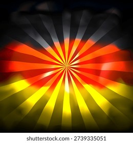 Abstract flag of germany background with sun rays for creative design. Grunge abstract background. German patriotic vector, template. Watercolor drawing. Germany flag banner design