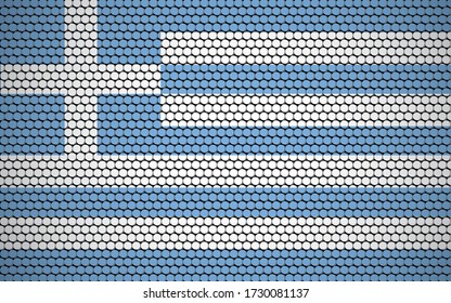 Abstract flag of Greece made of circles. Greek flag designed with colored dots giving it a modern and futuristic abstract look.