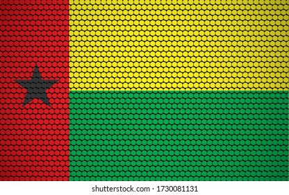 Abstract flag of Guinea Bissau made of circles. Guinean flag designed with colored dots giving it a modern and futuristic abstract look.