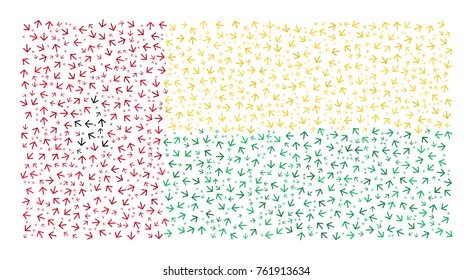 Abstract flag of Guinea Bissau made of arrows