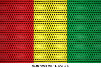 Abstract flag of Guinea made of circles. Guinean flag designed with colored dots giving it a modern and futuristic abstract look.