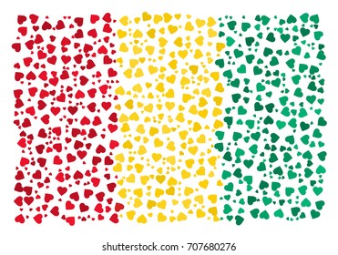 Abstract Flag Of Guinea Made Of Sparse Hearts