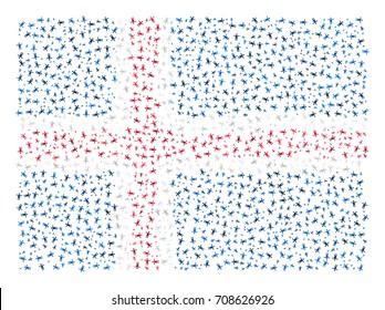 Abstract Flag Of Iceland Made Of Sparse Human Icons
