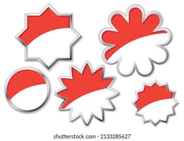 Abstrakte Flagge Indonesiens. Tags einzeln auf weißem Hintergrund.  Vektorgrafik.