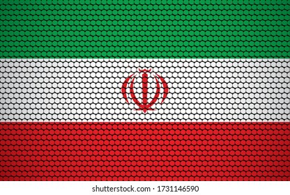 Abstract flag of Iran made of circles. Iranian flag designed with colored dots giving it a modern and futuristic abstract look.