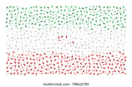Abstract Flag Of Iran Made Of Sparse Human Icons
